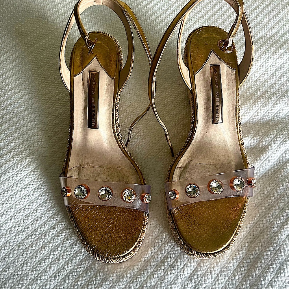 Sophia Webster Gold Dina Vinyl Wedge